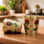 Brass Meenakari Hand Painted Glass Pair (2.2 Inch) Vedansh Craft