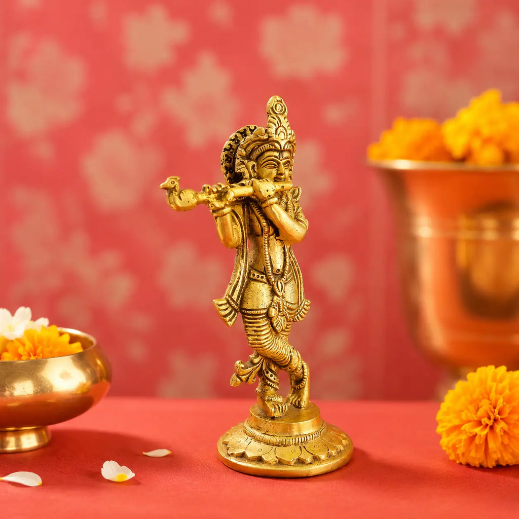 Brass Standing Krishna Idol (6.5 Inch) Vedansh Craft