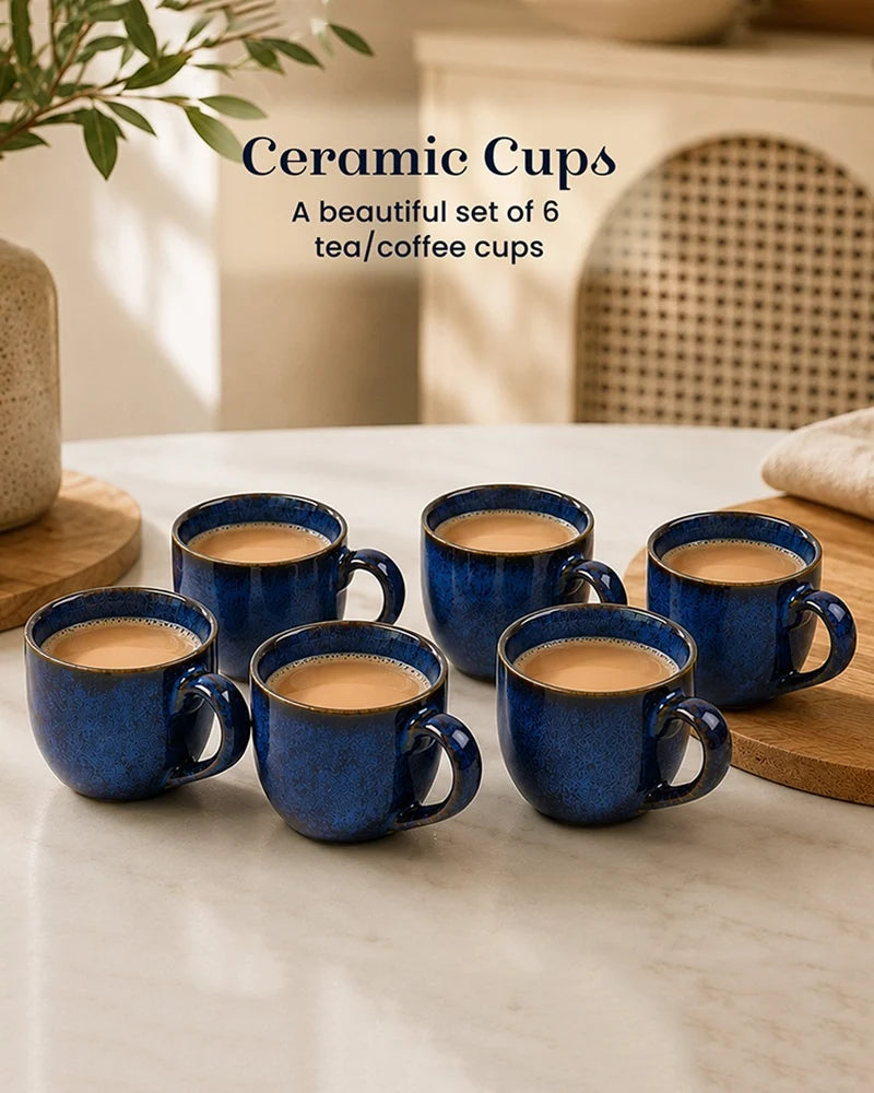 Ceramic Tea Serving Set for Home Dining & Beverage Serving, Set of 6