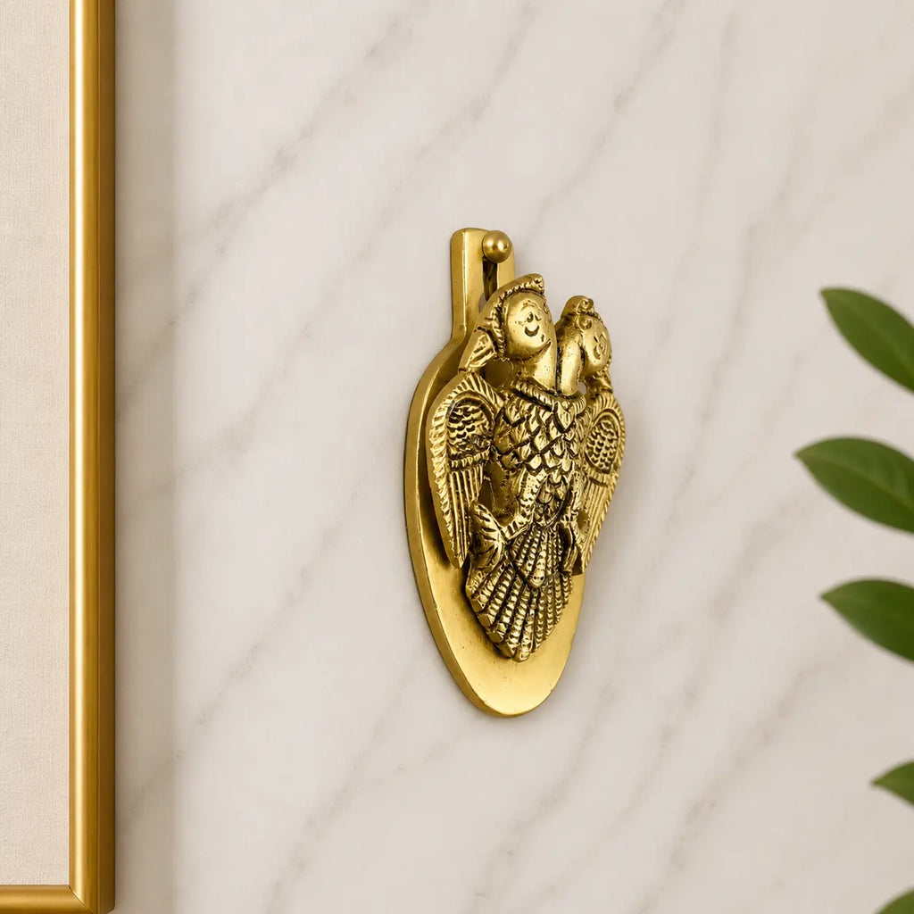 Brass Gandaberunda / Two Headed Bird Wall Hanging Idol (3.8 Inch) Vedansh Craft