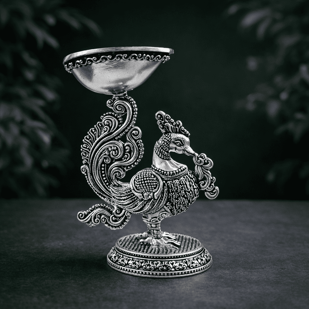Brass Peacock Lightweight Diya Pair Vedansh Craft