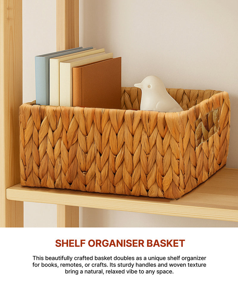 Water Hyacinth Versatile Organizing Storage Baskets for Kitchen, Shelf, and Home Use