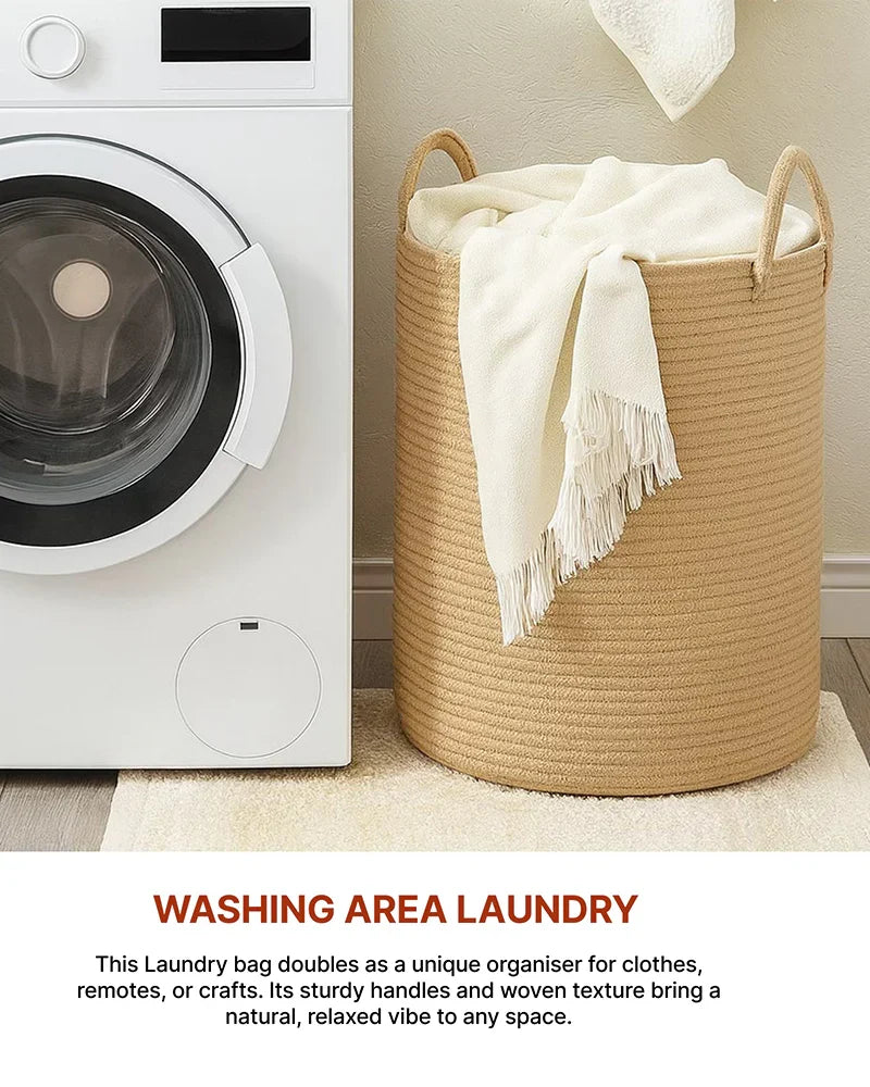 Jute Laundry Basket for Clothes, Jute Storage and Toy Storage Basket for Home