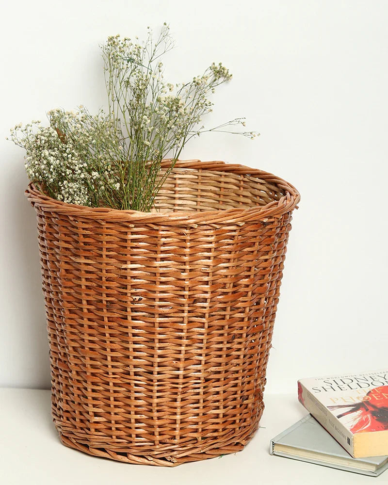 Set of 2 Multipurpose Wicker Basket – Ideal for Plants, Storage, or Use as a Dustbin