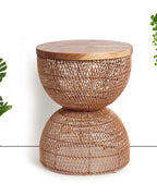 Brown Rattan Stool for Home Styling and Corner Display
