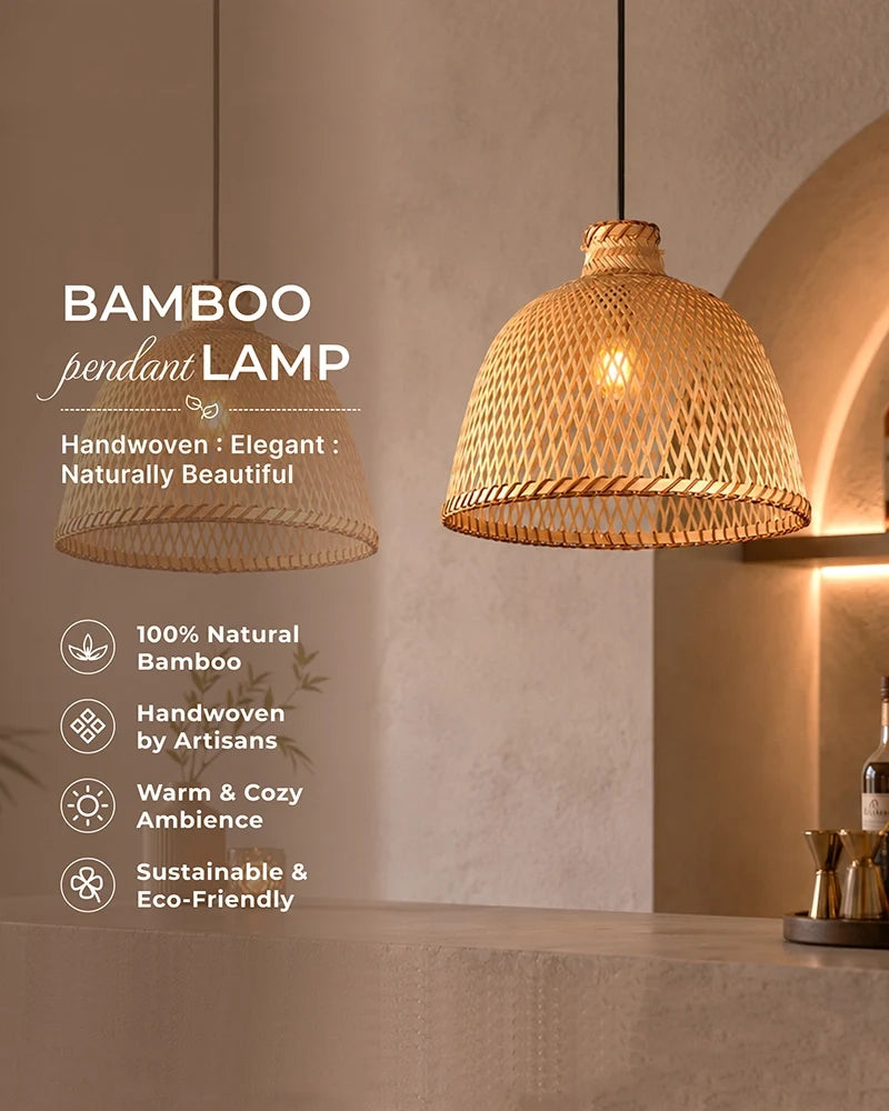 Natural Bamboo Hanging Lamp for Kids Room and Living Room