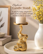 Decorative Elephant Pillar Candle Holder for Home & Festive Decoration
