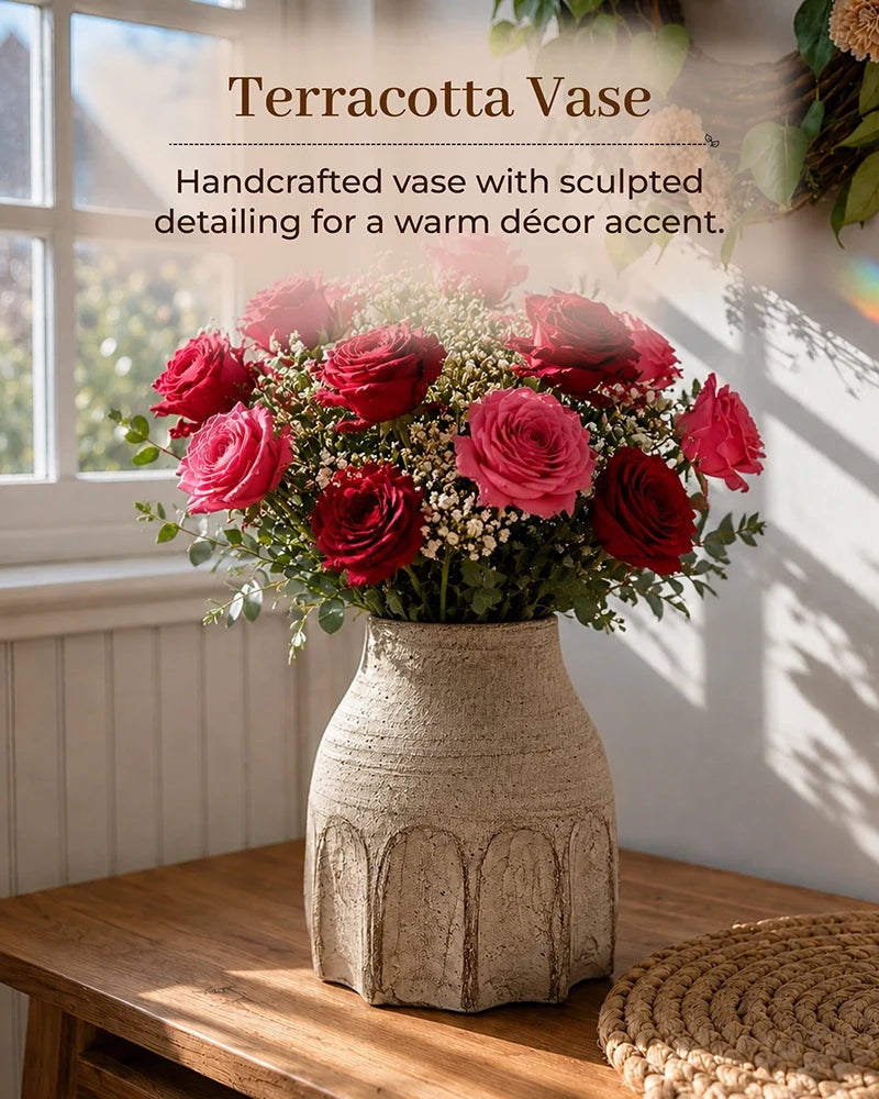Premium Terracotta Vase with Textured Finish for Home Decoration
