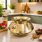 Brass Hammered Vintage Handi / Degchi with Lid Vedansh Craft