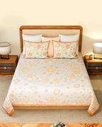 Cotton King Size Double Bed Sheet 144 TC with Pillow Covers for Bedroom & Living Room