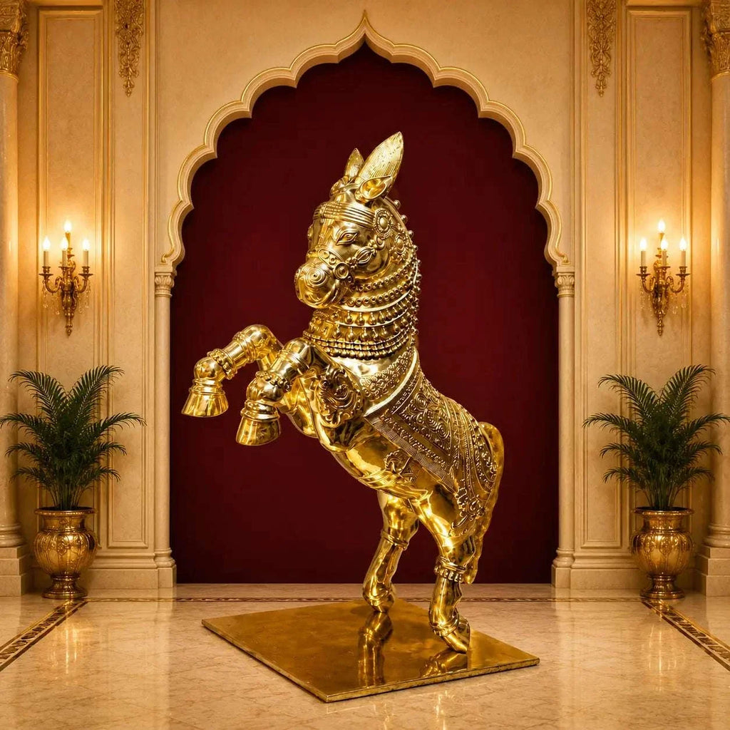 Brass Jumping Horse Statue (48 Inch) Vedansh Craft