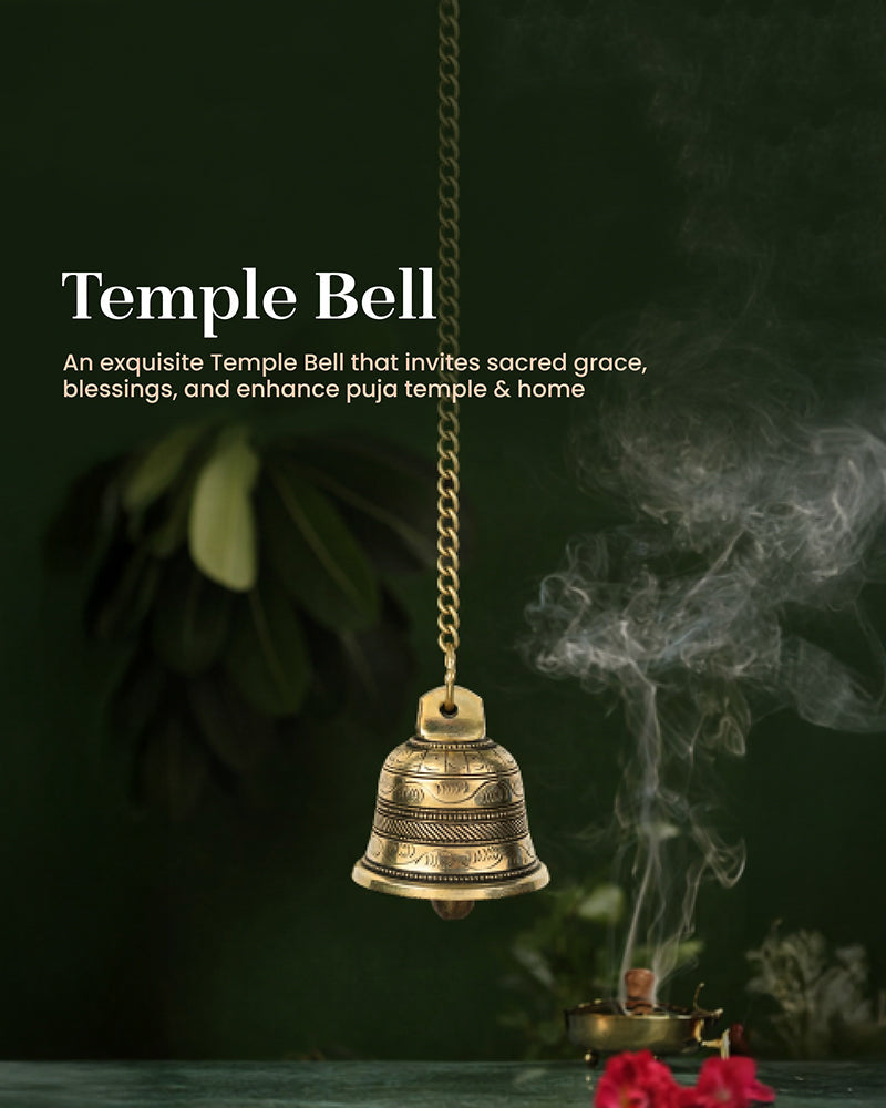 Decorative Brass Hanging Bell Ghanti for Mandir and Pooja Room