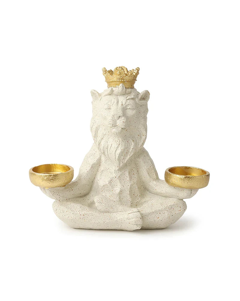 Polypropylene Yoga Lion Tealight Figurine for Living Room Decor and Gifting