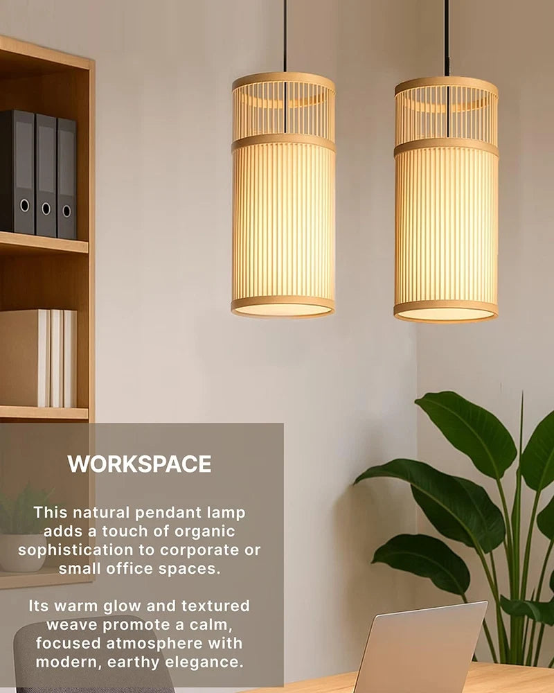 Boho Bamboo Hanging Lamp for Cafe and Home Interiors