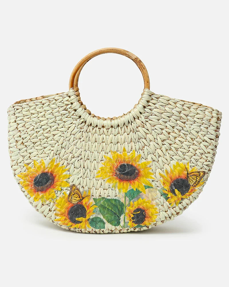 Handwoven Seagrass Beach Tote Handbag