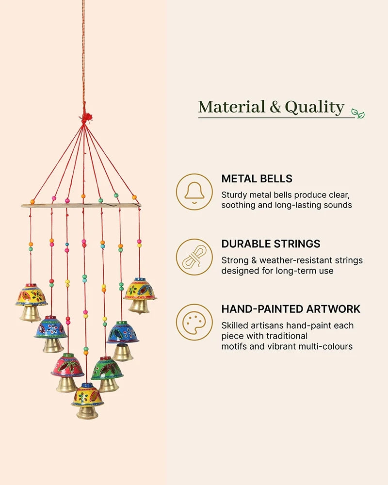 Handcrafted Rajasthani Wind Chime with Hand Painted Bells for Door Hanging