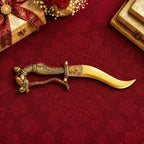 Brass Handcrafted Katar with Velvet Gift Box – Premium Indian Decor (9.5 Inch) Vedansh Craft