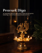 Decorative Brass Peacock Diya Perfect for Pooja and Festive Decor