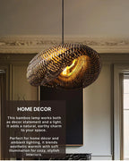 Natural Bamboo Hanging Light for Study Room and Living Room