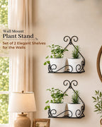 Wall Mounted Metal Plant Pot Stand for Balcony, Set of 2