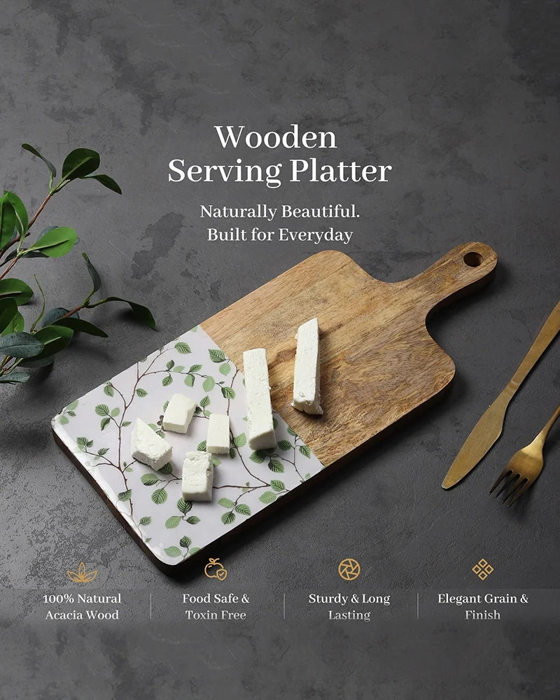 Wooden Platter with Handle for Kitchen and Gifting