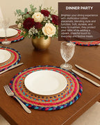 Set of 4 Round Jute Placemats for Dining Table and Side Table