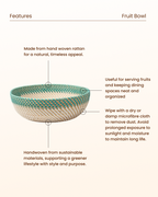 Round Rattan Fruit Basket for Kitchen and Dining
