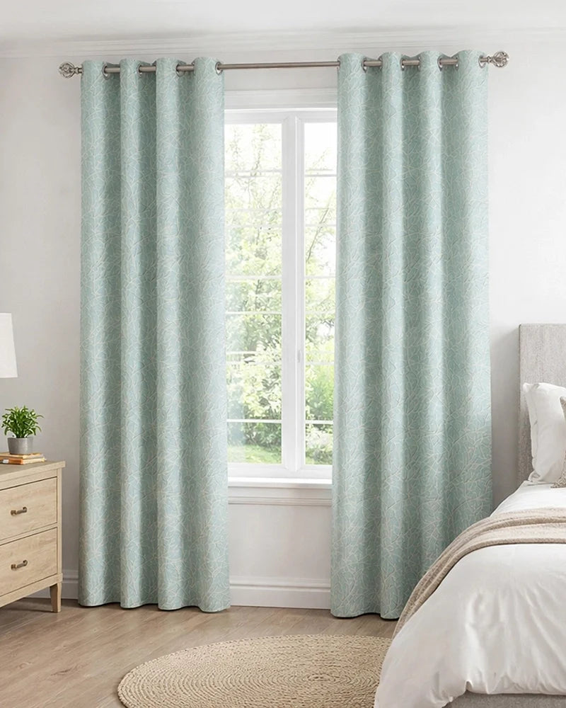 Classic Polyester Door Curtain with Eyelets (Blue, 7 ft)