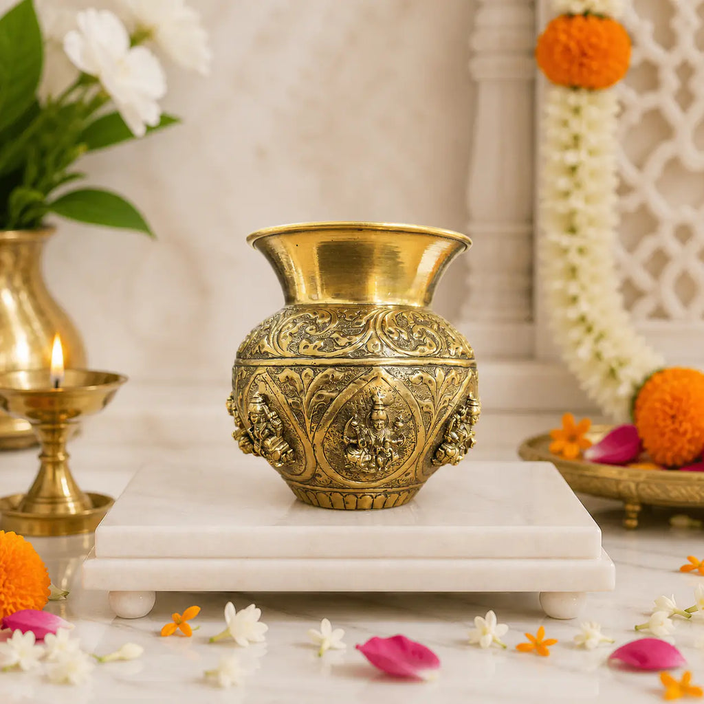Brass Ashtalakshmi Kodam / Kalash (5.5 Inch) Vedansh Craft