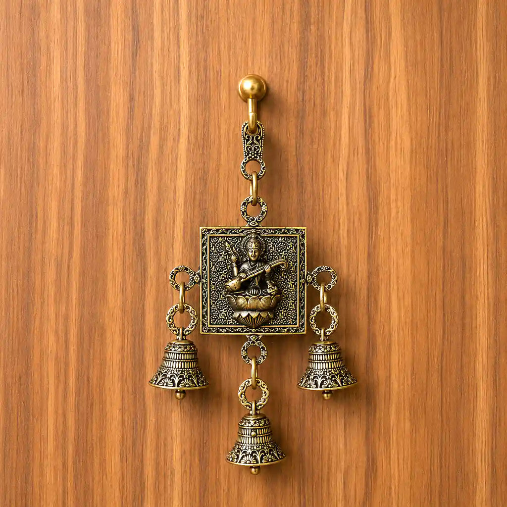 Brass Lightweight Wall Hanging With Bell (6 Inch) Vedansh Craft