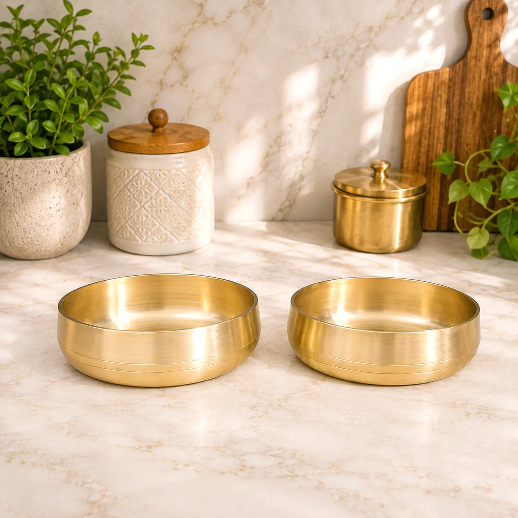 Brass Handcrafted Bowl Pair Vedansh Craft