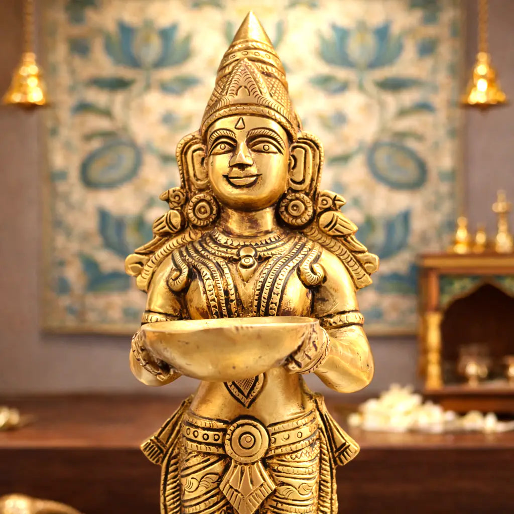 Brass Deep Lakshmi Standing Idol (12.5 Inch) Vedansh Craft