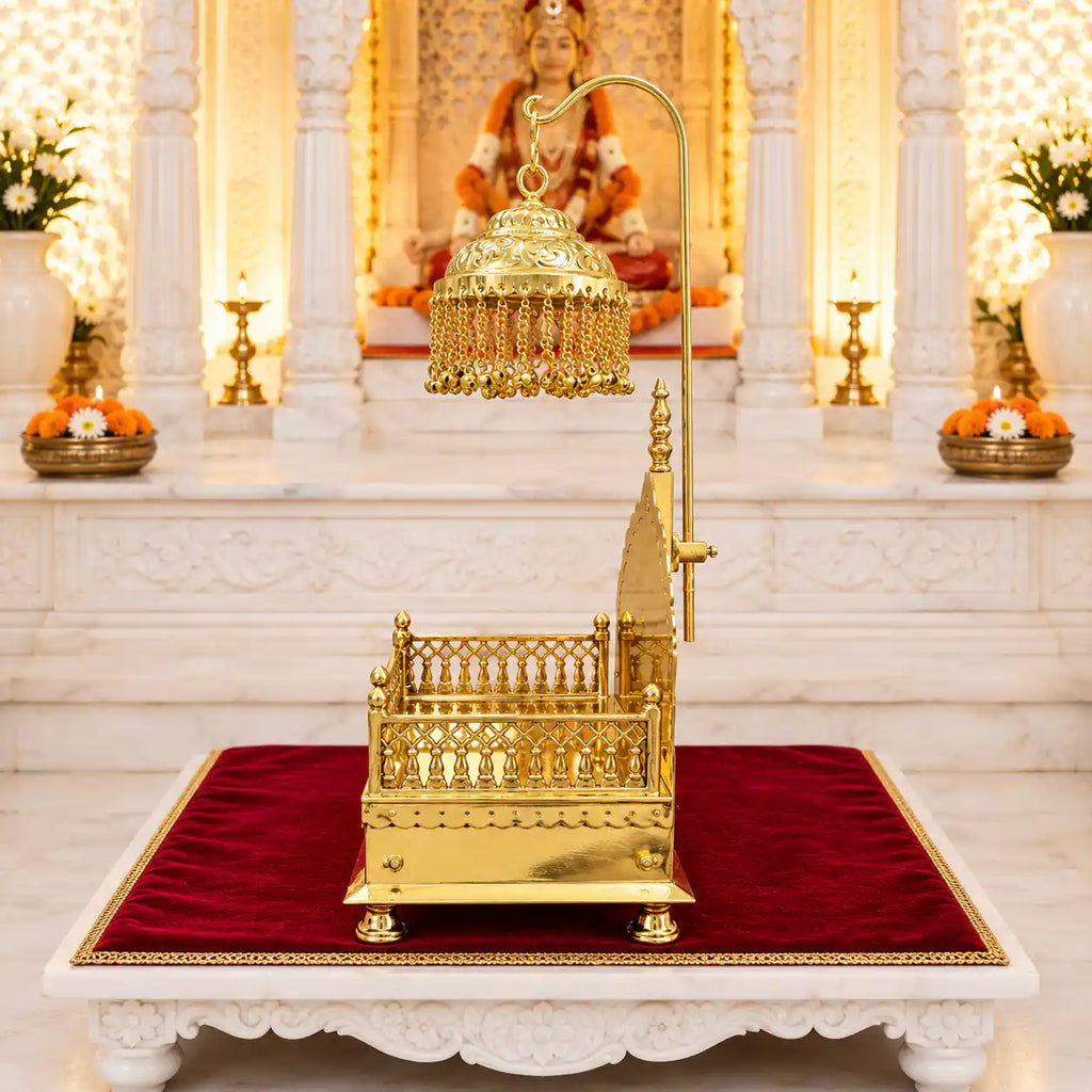 Handcrafted Brass Singhasan with Dome for Laddu Gopal Vedansh Craft