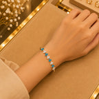 Geometric Tennis Bracelet for Women | Split Leaf & Oval CZ Design Vedansh Craft