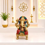 Brass Stone Work Sitting Ganesha Idol Vedansh Craft