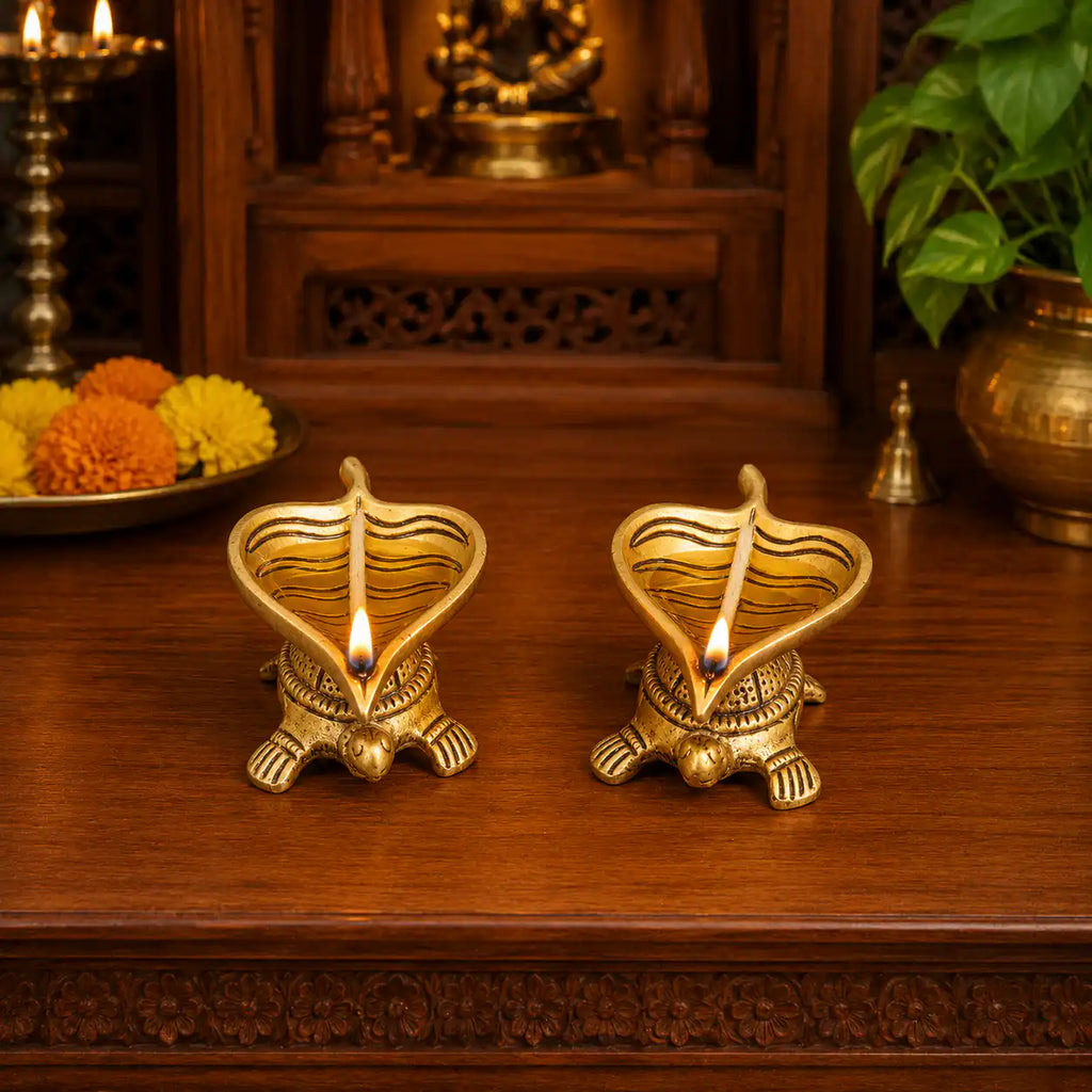 Brass Tortoise Oil Diya Pair (1.5 Inch) Vedansh Craft