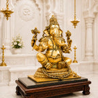 Brass Lord Ganesha Sitting Idol (22 Inch) Vedansh Craft