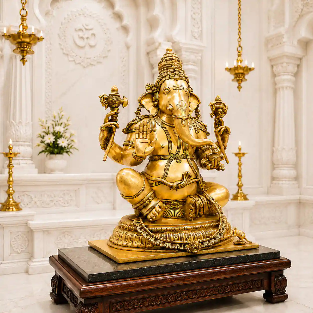 Brass Lord Ganesha Sitting Idol (22 Inch) Vedansh Craft