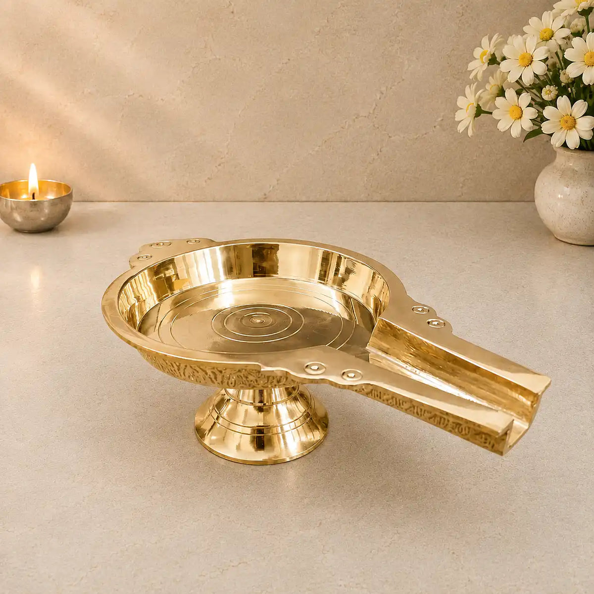 Brass Abhishek Patra Stand (4 Inch) Vedansh Craft