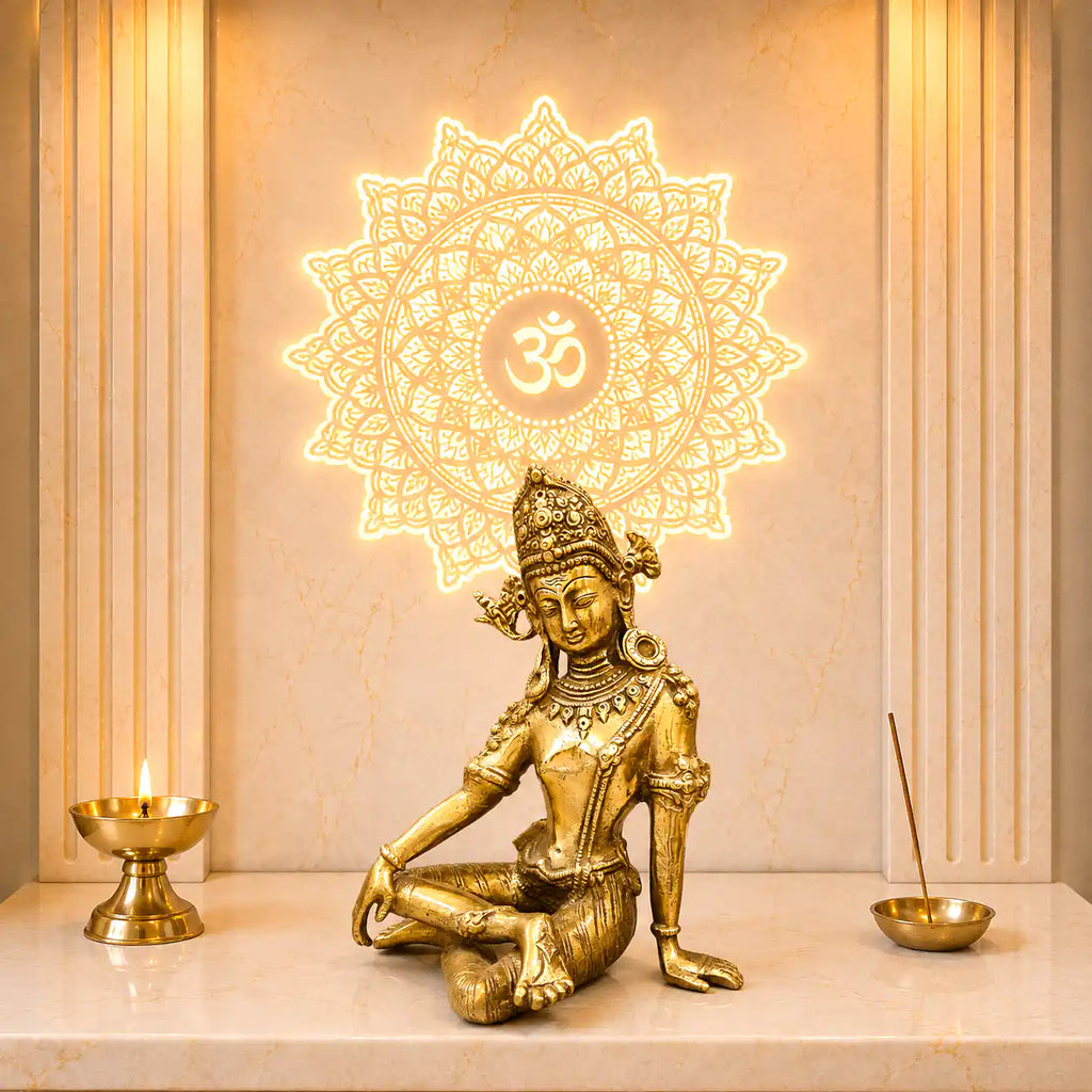 Brass Sitting Indra Dev Idol (9.5 Inch) Vedansh Craft