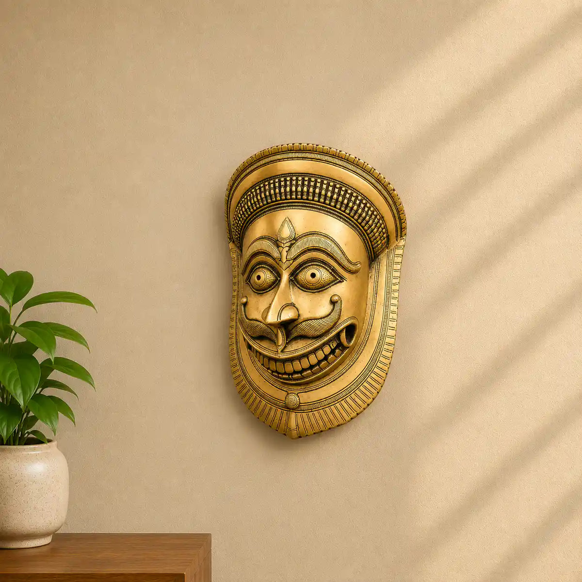 Brass Bhairav Face Mask Wall Hanging (12 Inch) Vedansh Craft