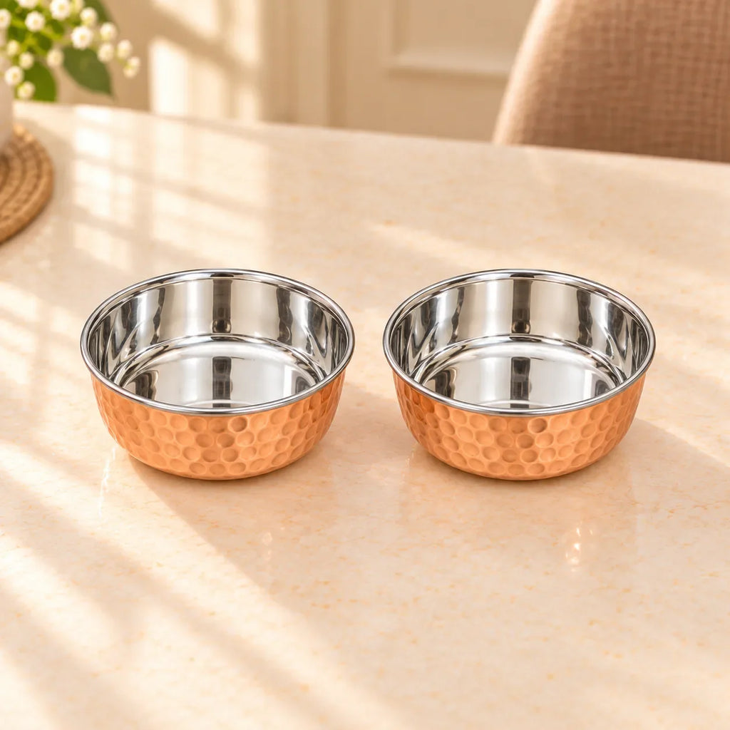 Copper/Brass Hammered Thali/Dinner Set Vedansh Craft