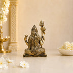 Brass Lightweight Sitting Ardhanarishwara Idol With Shivling (3.5 Inch) Vedansh Craft