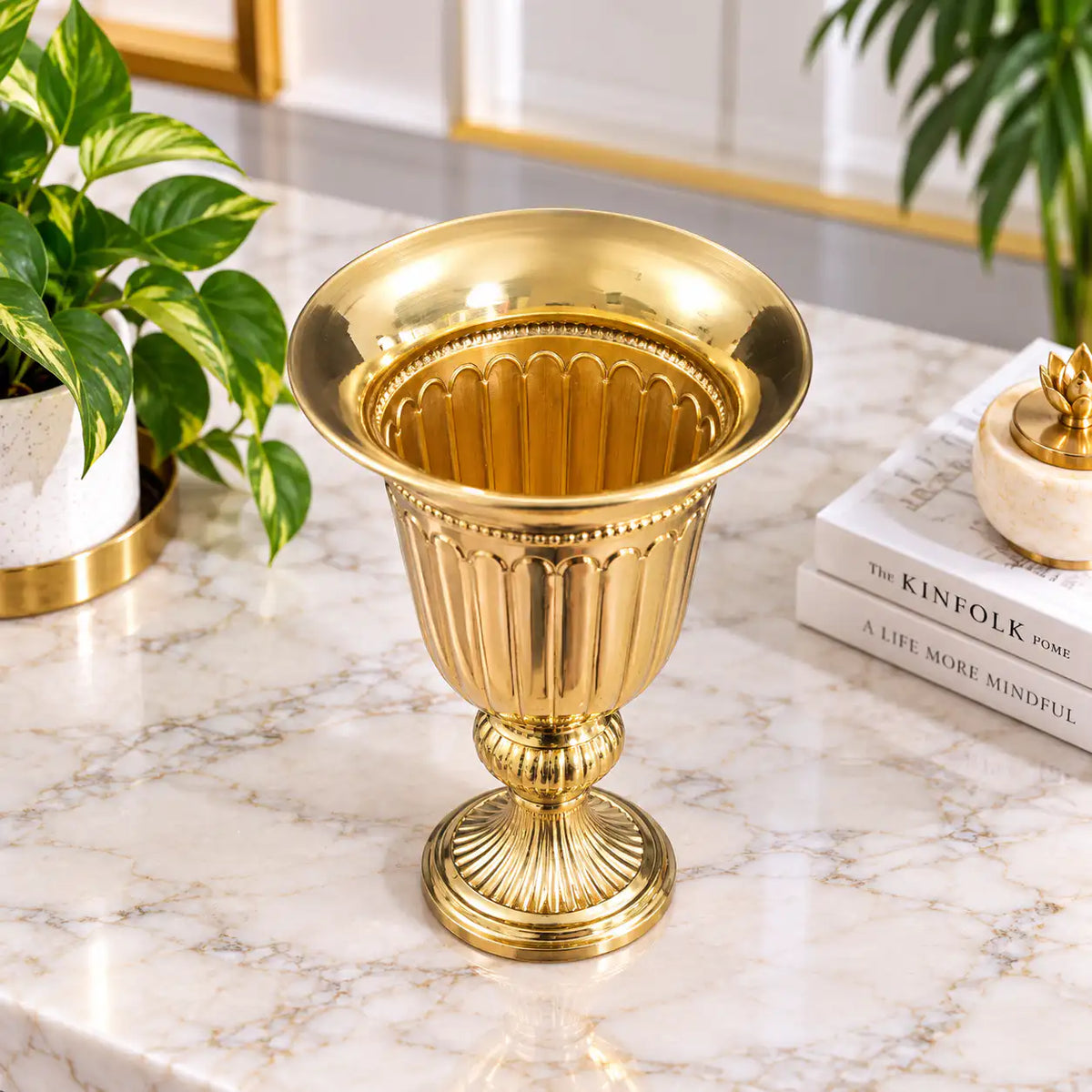 Brass Bucket Planter Pot With Stand Vedansh Craft