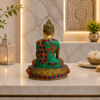 Brass Stone Work Blessing Sitting Buddha Statue Vedansh Craft