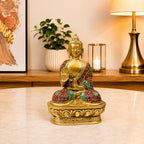 Brass Stone Work Blessing Sitting Buddha Statue Vedansh Craft