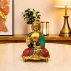 Brass Stone Work Blessing Sitting Buddha Statue Vedansh Craft