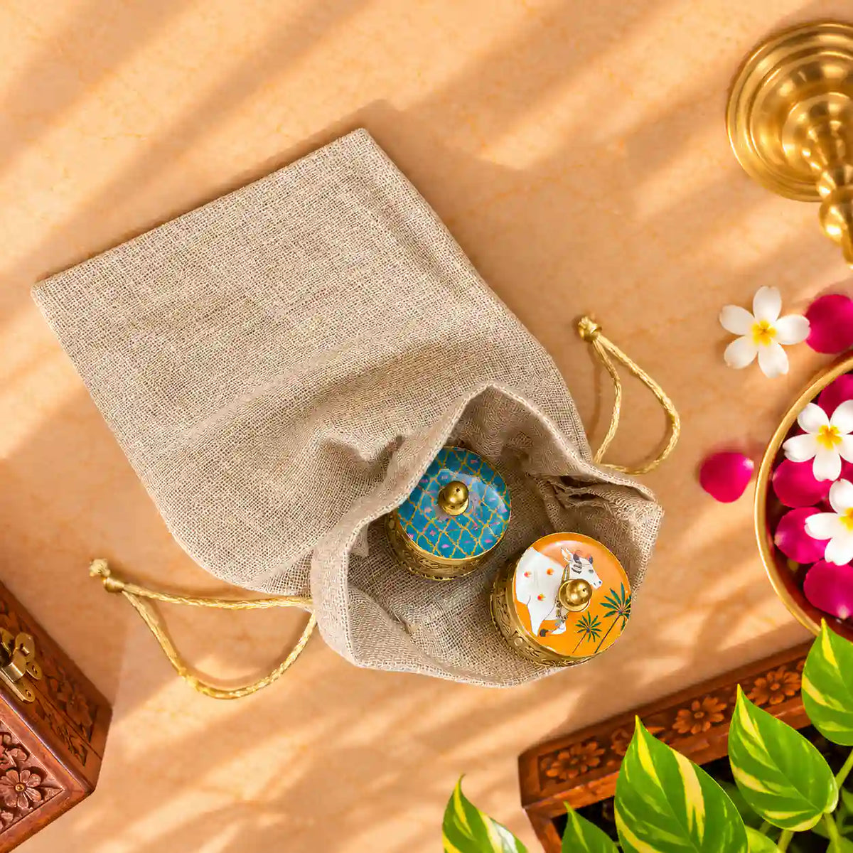 Brass Pooja Potli Gift Hamper: Bulk Corporate Gifting Vedansh Craft