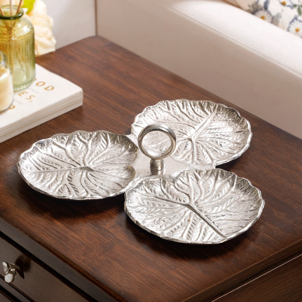 Lotus Leaf Trio Platter Silver Nestasia