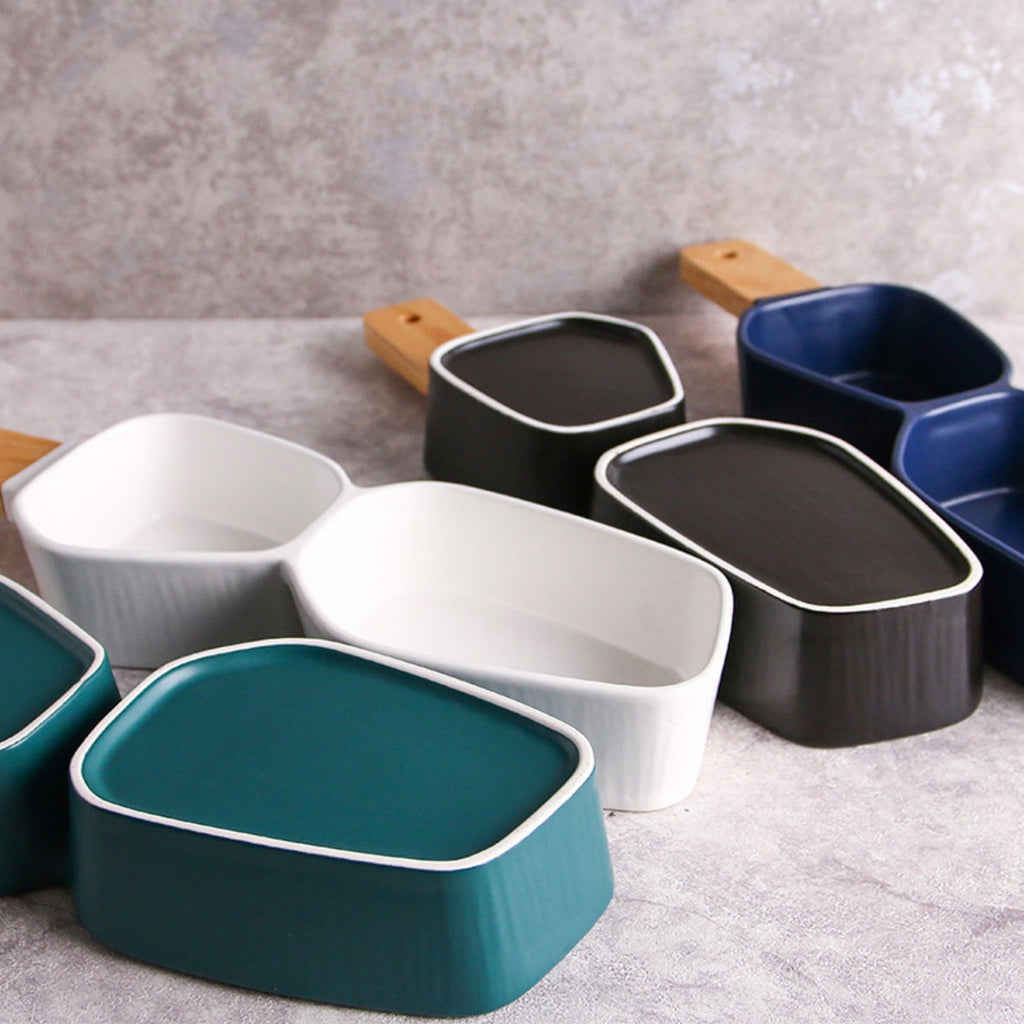 GEOMETRIC 2 Part Bowl With Wooden Handle Nestasia